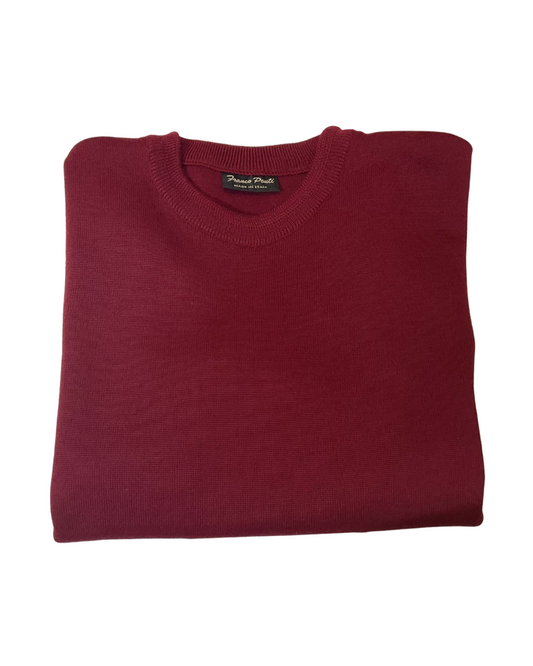 WINE CREW NECK WOOL BLEND JUMPER