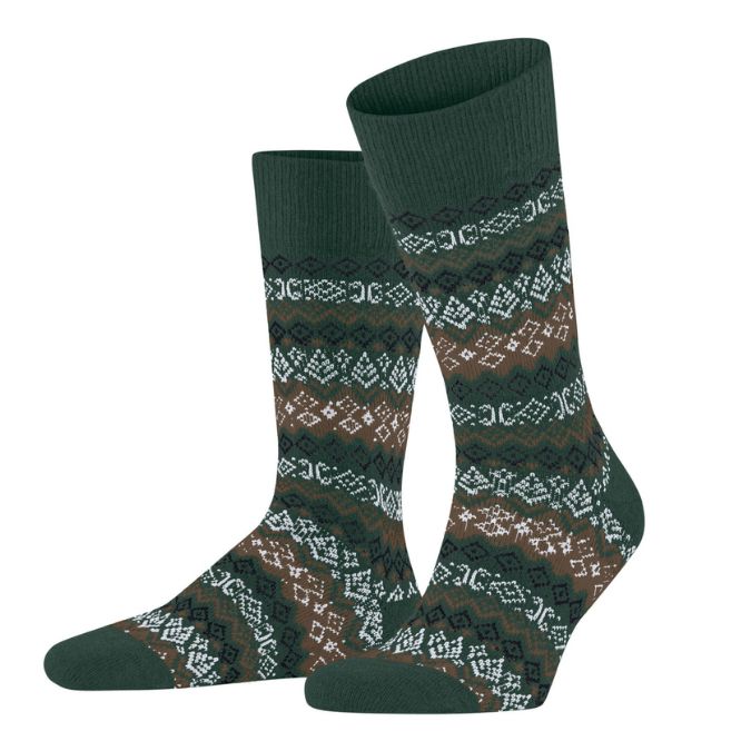 CASHMERE BLEND DARK GREEN FANCY SOCKS