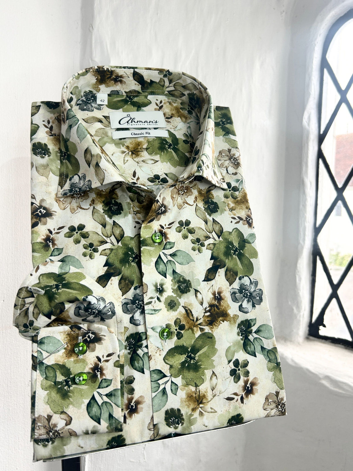 GREEN FLOWERS LONG SLEEVE SHIRT