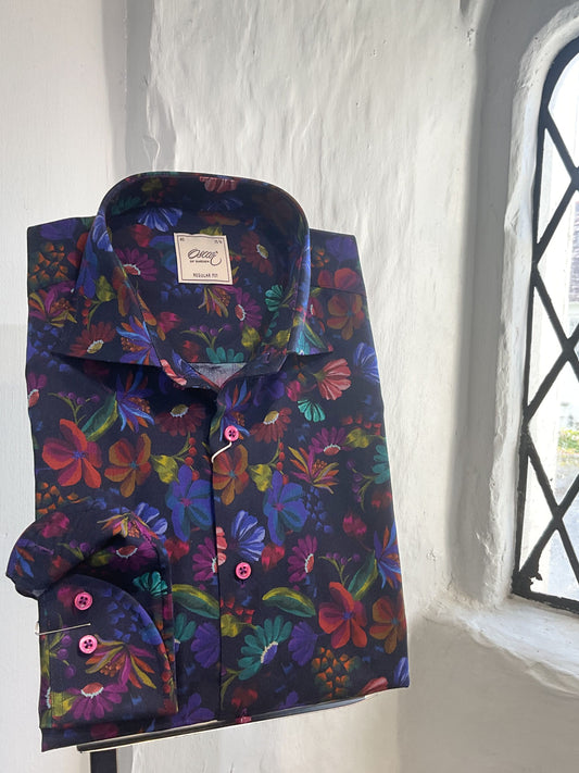 INDIGO BLUE MULTI FLORAL PRINT LONG SLEEVE SHIRT