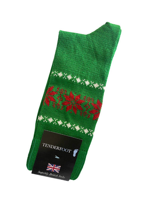 TENDERFOOT NORDIC XMAS GREEN SOCKS