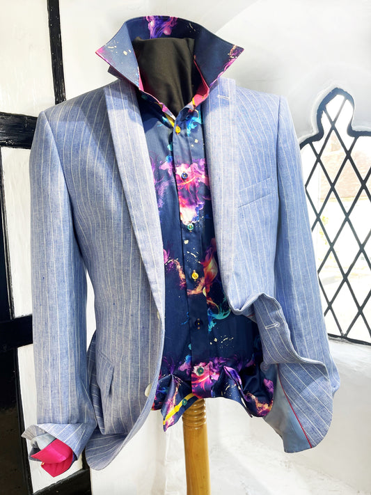 SKY STRIPE LINEN JACKET