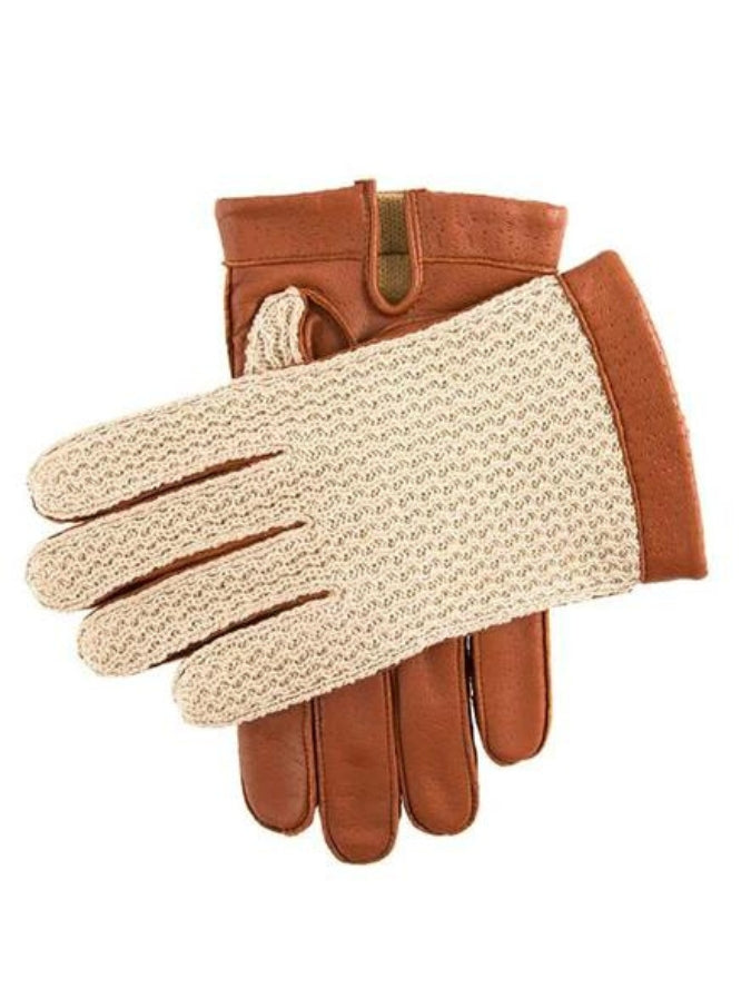 COGNAC CROCHET BACK LINED GLOVES