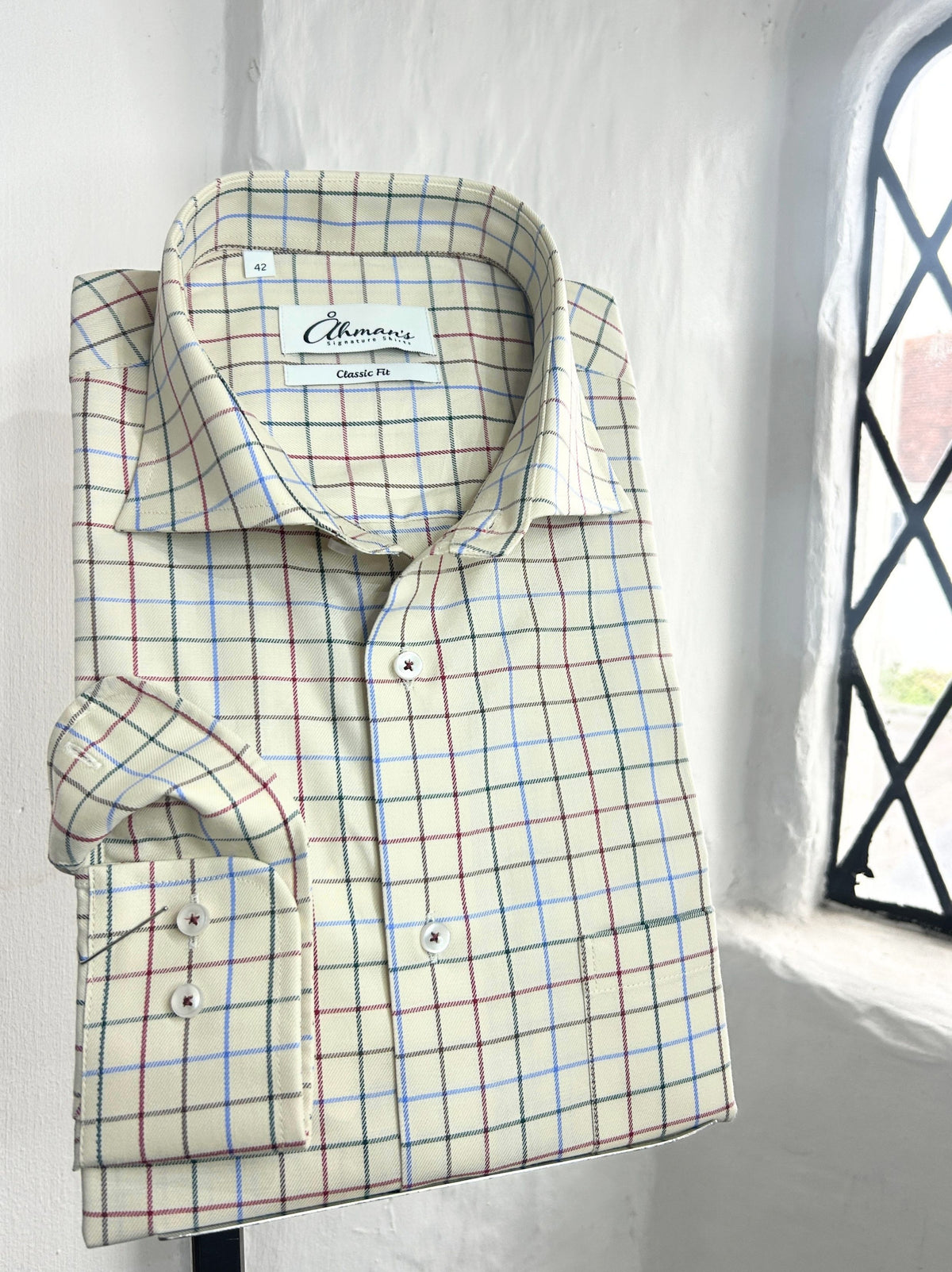 CREAM LARGE MULTI CHECK LONG SLEEVE SHIRT