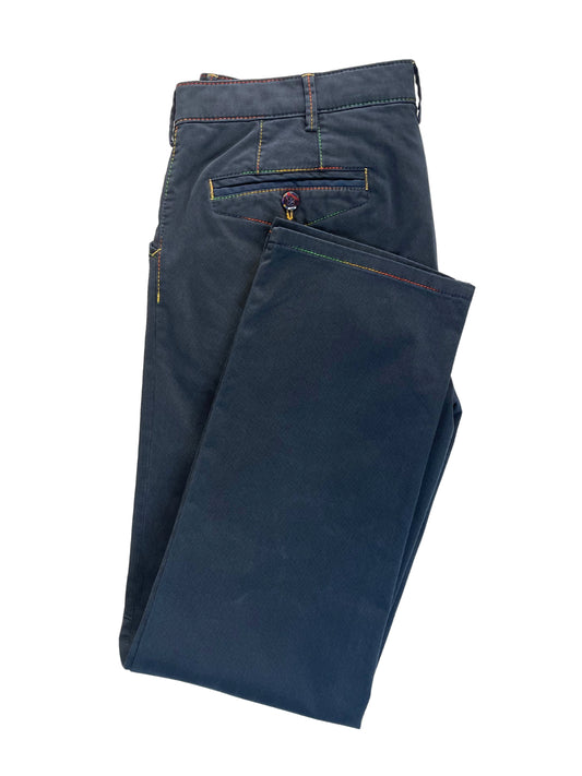 CHICAGO DARK BLUE CHINOS WITH RAINBOW STITCHING