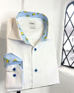 WHITE LONG SLEEVE SHIRT WITH LEMON PRINT TRIM
