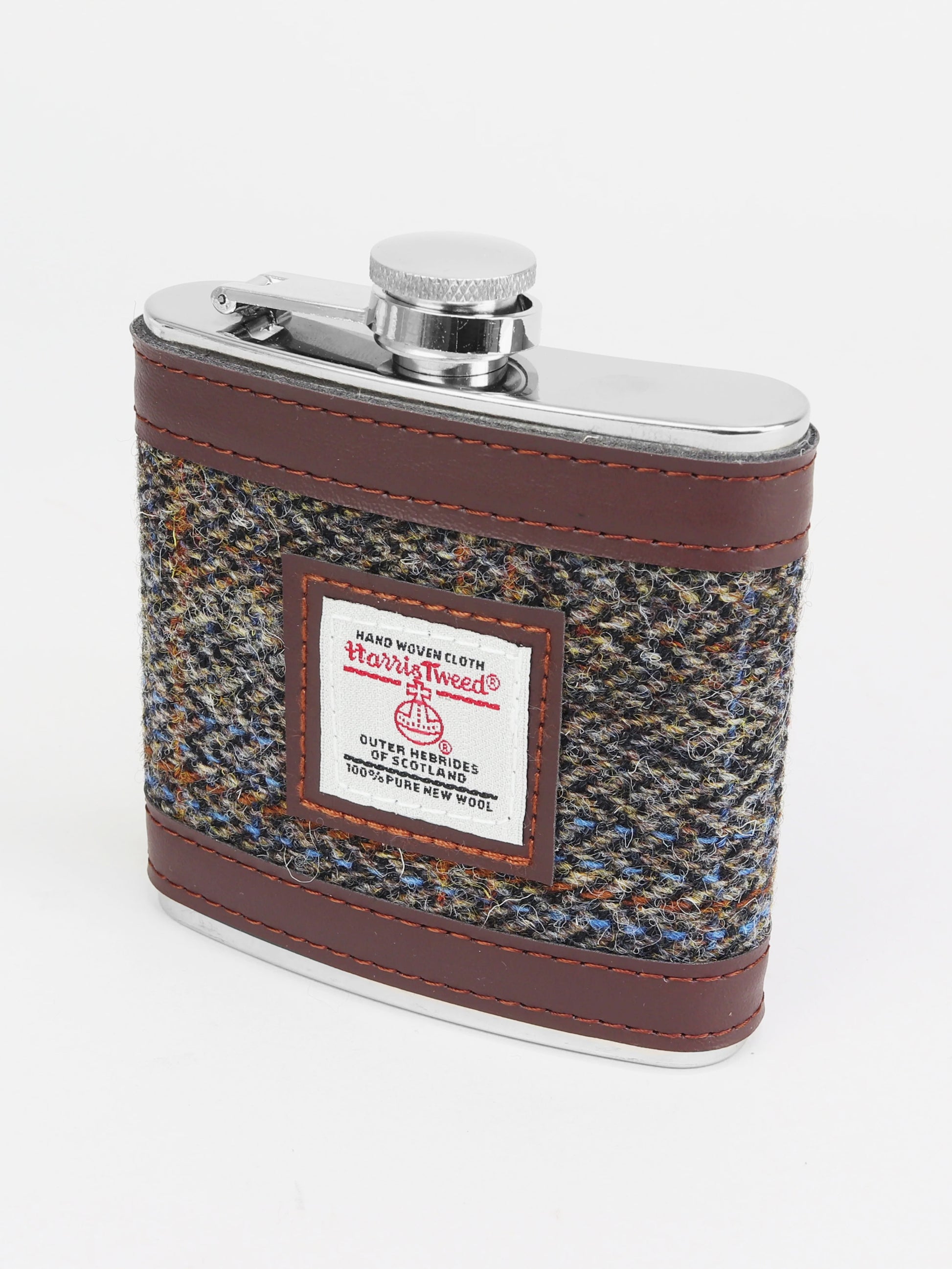 HARRIS TWEED HIP FLASK BROWN