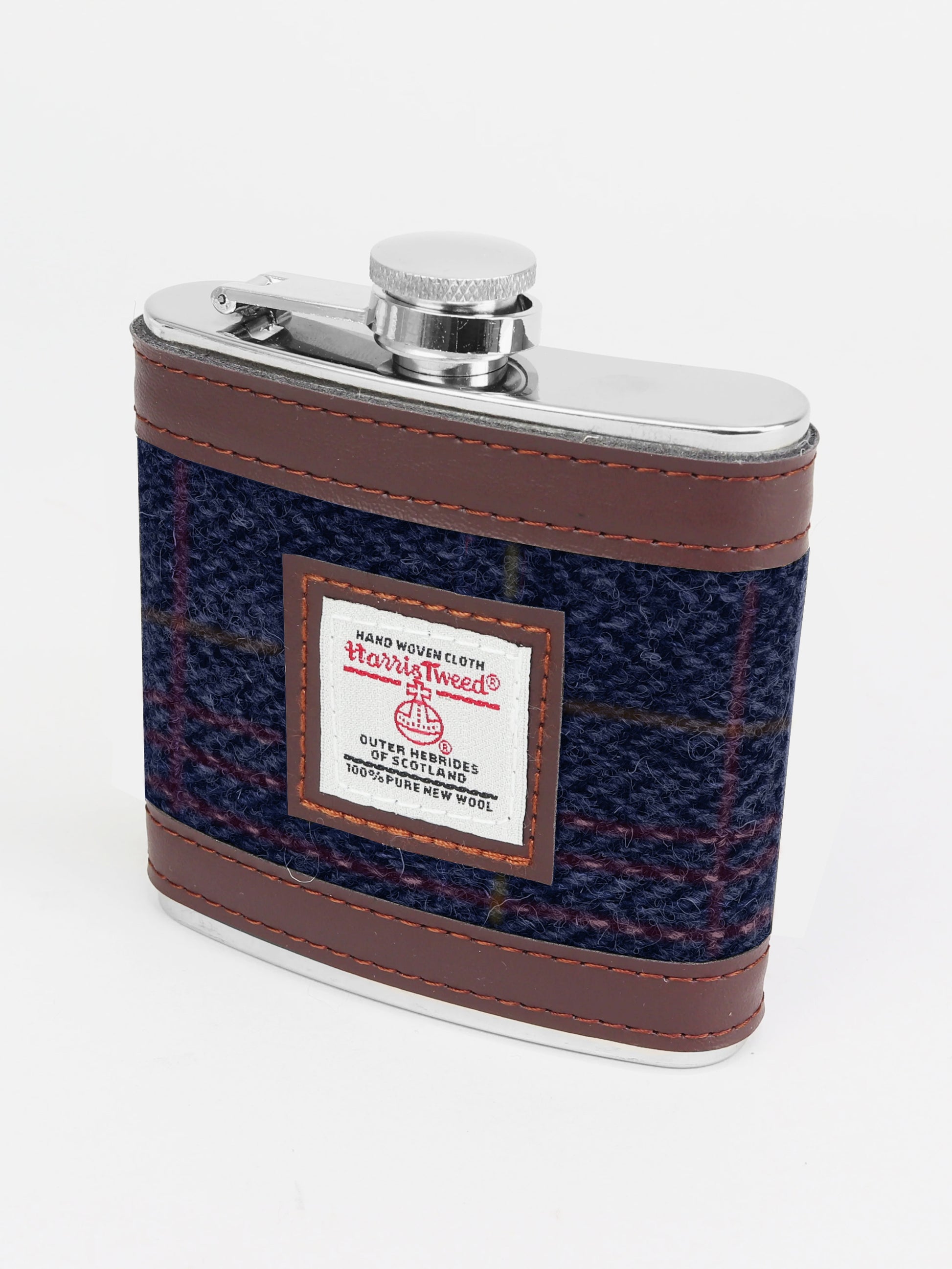 HARRIS TWEED HIP FLASK BLUE