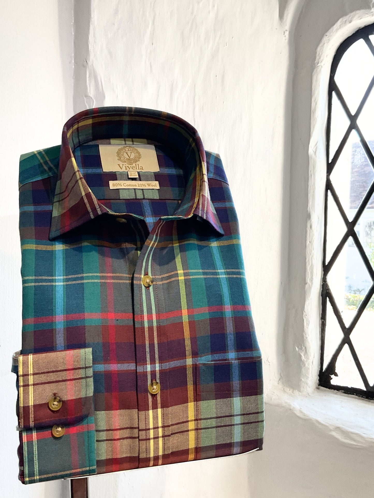 NAVY AND CHOCOLATE PLAID LONG SLEEVE SHIRT