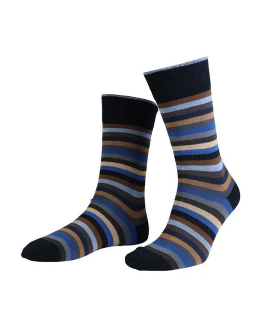 TRUE BLOCK STRIPE NAVY SOCK