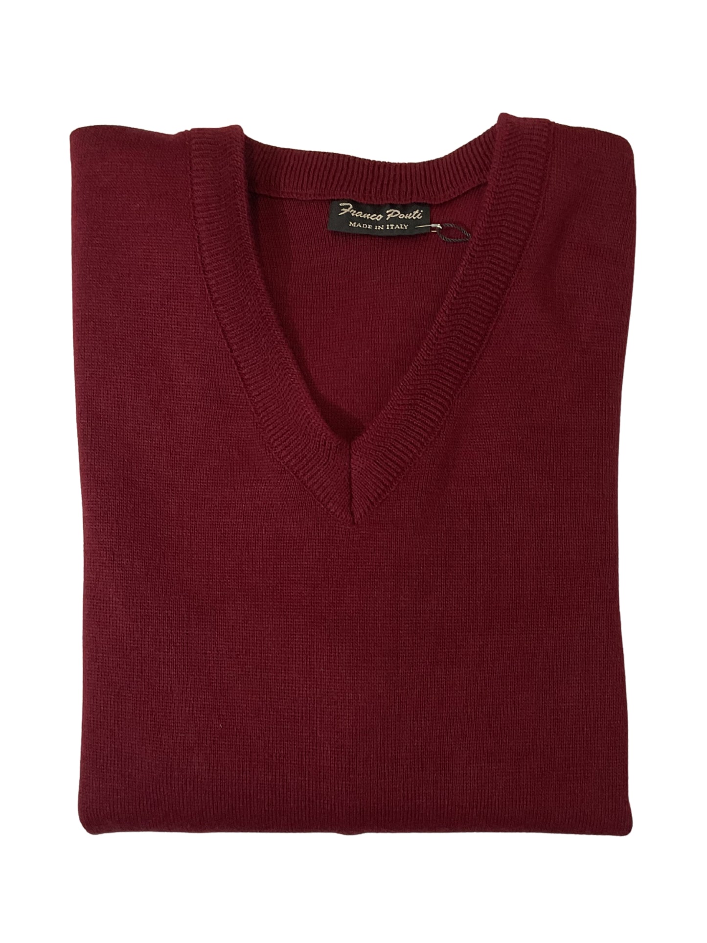 WINE V NECK WOOL BLEND JUMPER
