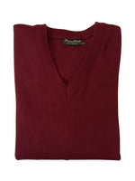 WINE V NECK WOOL BLEND JUMPER