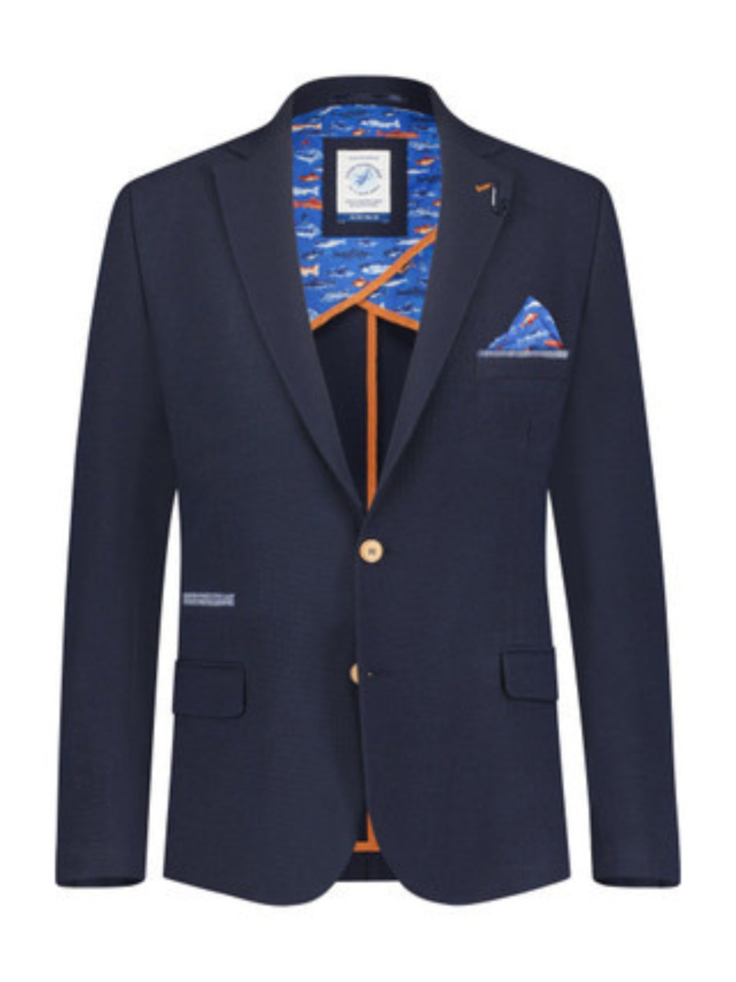 NAVY BUBBLE BLAZER WITH FISH LINING