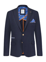 NAVY BUBBLE BLAZER WITH FISH LINING
