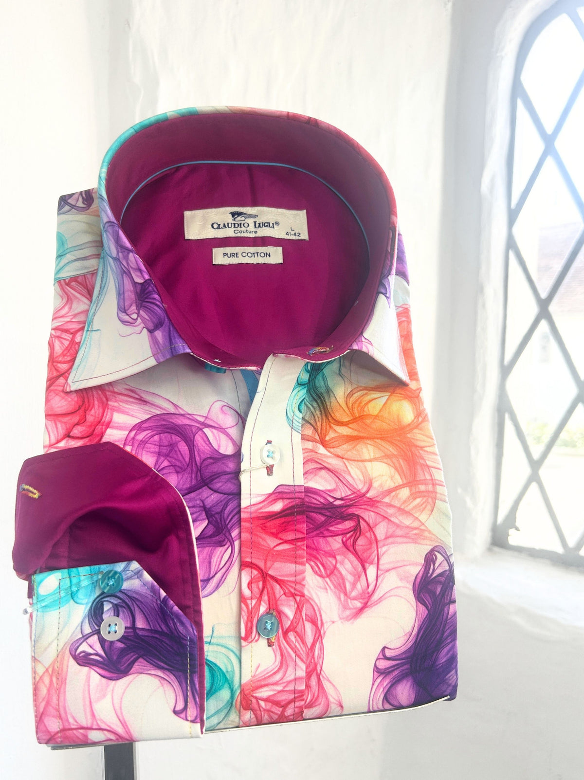 SMOKE PRINT WHITE LONG SLEEVE SHIRT