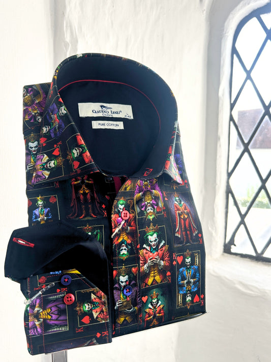 JOKER PRINT BLACK LONG SLEEVE SHIRT