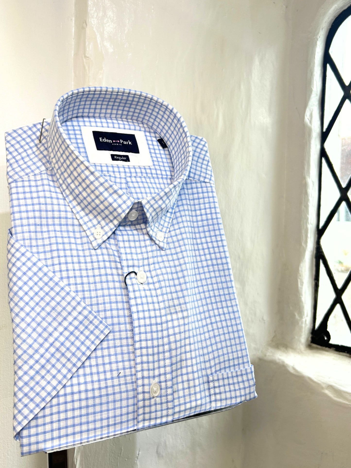 DOBBY CHECK SHORT SLEEVED SHIRT