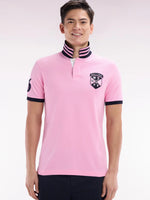 SHORT SLEEVE PINK WITH NAVY POLO