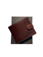 DARK BROWN LEATHER WALLET WITH TAB CLOSURE