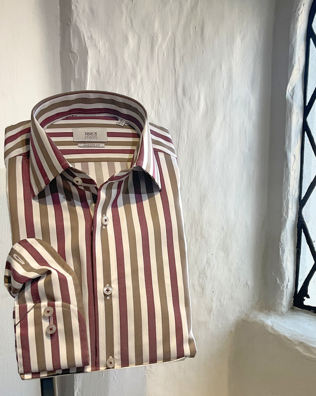 BURGUNDY STRIPE LONG SLEEVE SHIRT