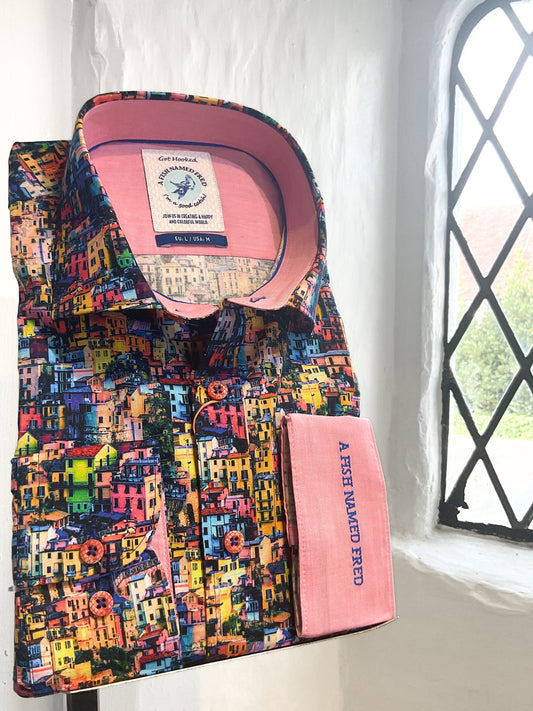 CINQUE TERRE PRINT LONG SLEEVE SHIRT