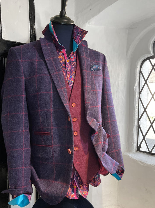 JAMEY PURPLE WITH PINK OVERCHECK WOOL SPORTS JACKET