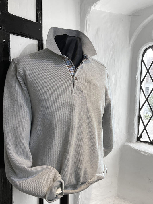 MID GREY LONG SLEEVE MONTECHIARO POLO SWEATSHIRT