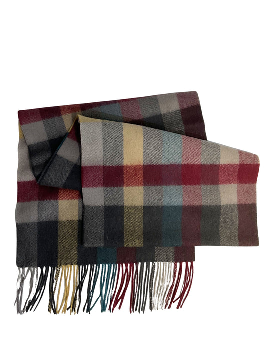 RED MULTI CHECK LAMBSWOOL SCARF