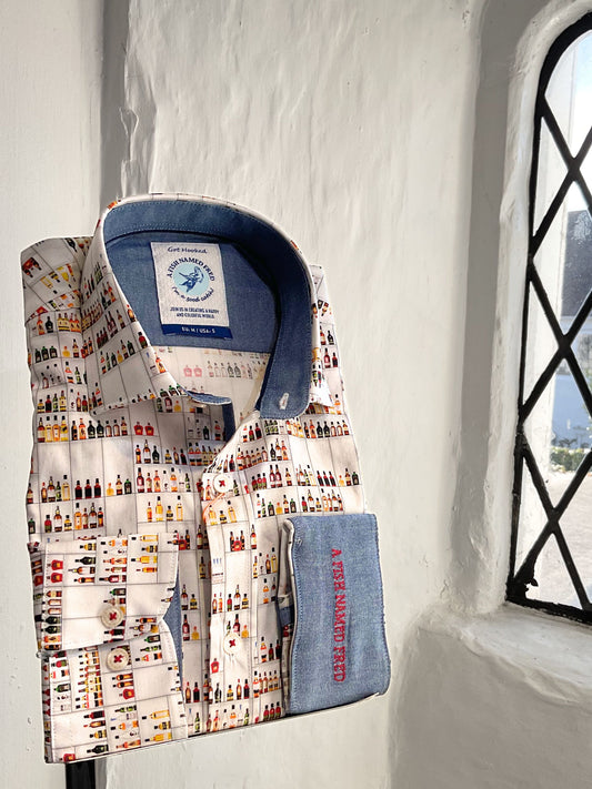 LIQUOR STORE PRINT OFF WHITE LONG SLEEVE SHIRT