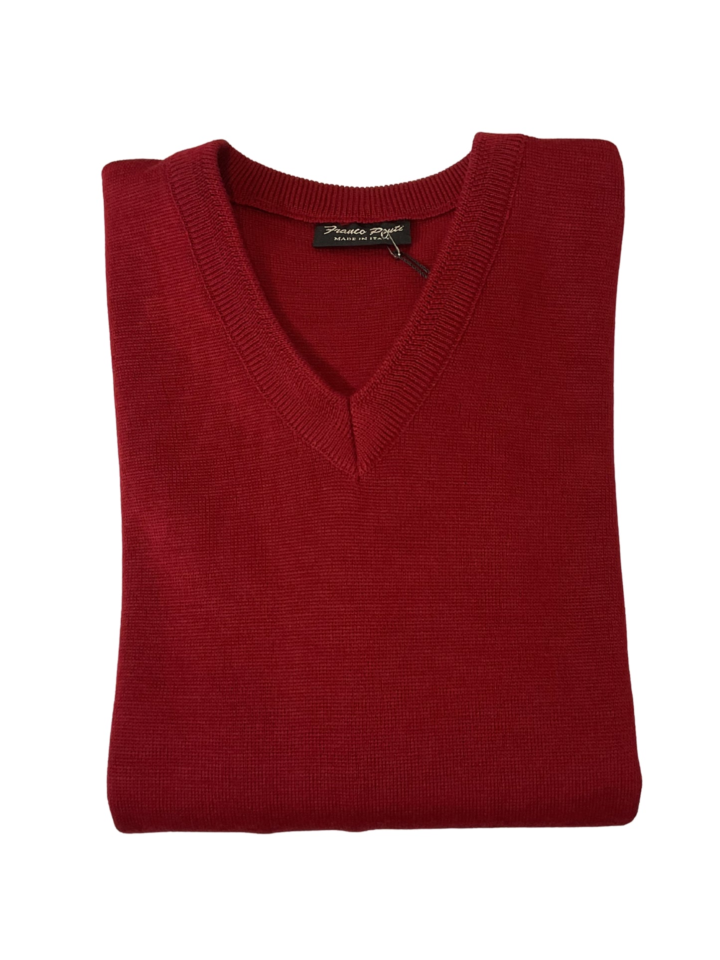 BURGUNDY V NECK WOOL BLEND JUMPER