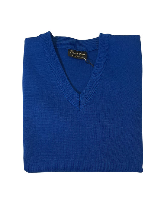 COBALT SLEEVELESS WOOL BLEND JUMPER