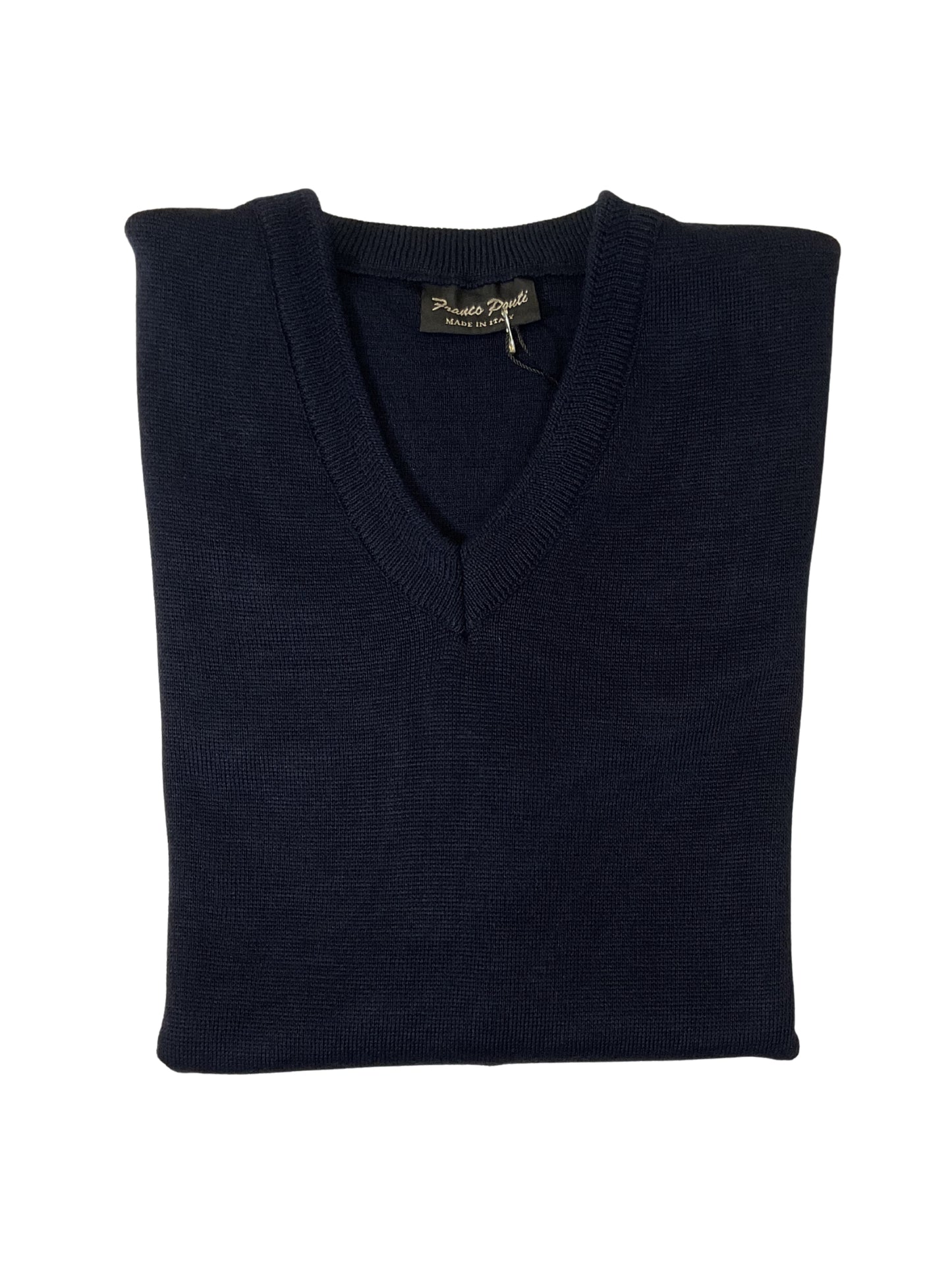 NAVY SLEEVELESS WOOL BLEND JUMPER