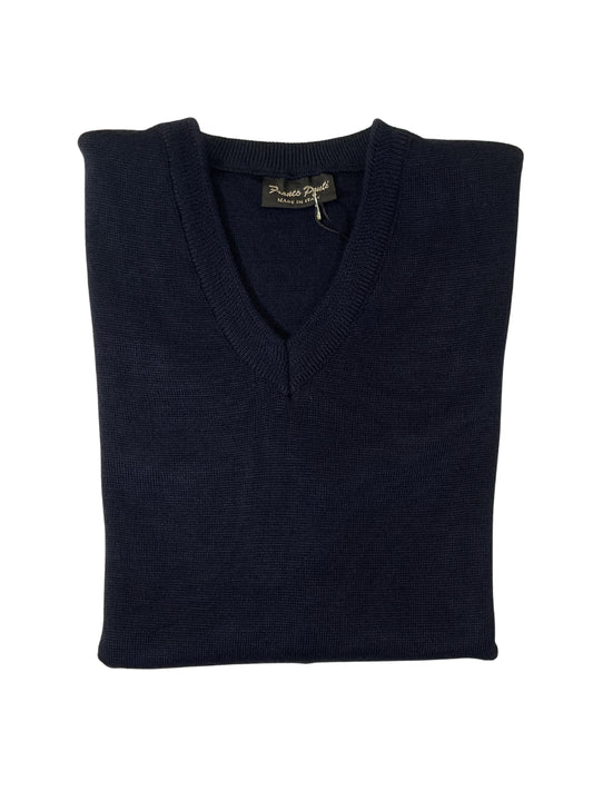 NAVY SLEEVELESS WOOL BLEND JUMPER