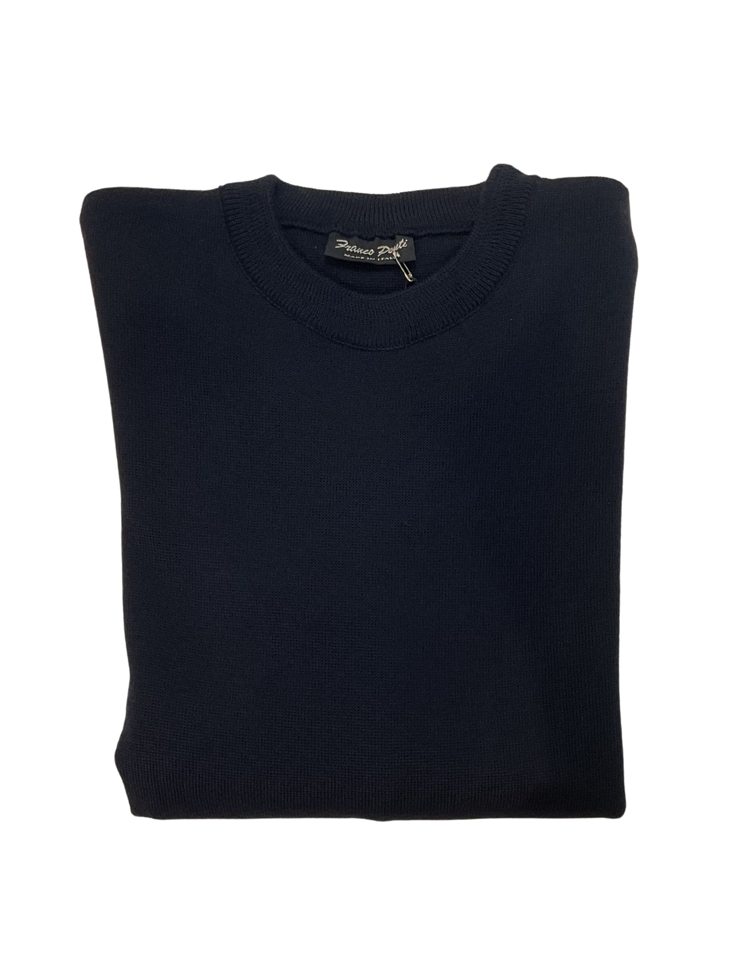 NAVY CREW NECK WOOL BLEND JUMPER