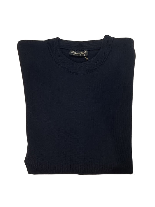 NAVY CREW NECK WOOL BLEND JUMPER