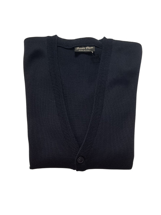 NAVY V-NECK BUTTON THROUGH CARDIGAN