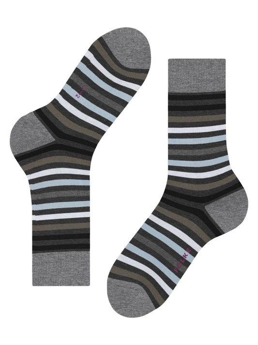 TINTED STRIPE ASPHALT MELANGE SOCKS