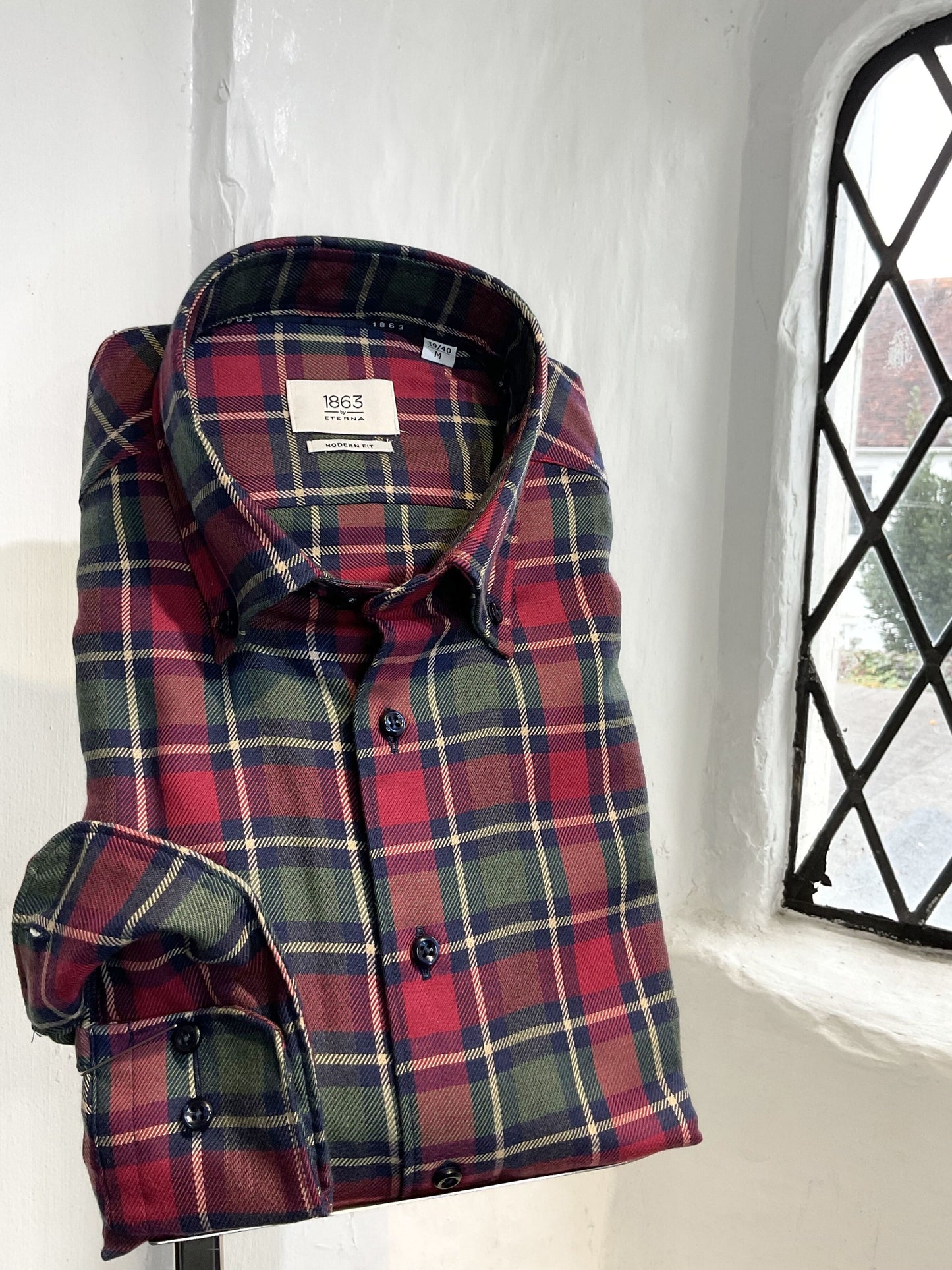 RED AND GREEN LARGE CHECK LONG SLEEVE SHIRT