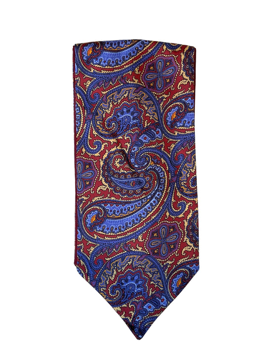 BLUE AND RED PAISLEY PATTERN SILK CRAVAT
