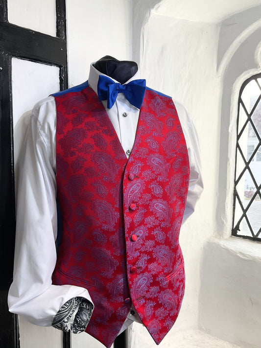 JACQUARD RED PAISLEY WAISTCOAT