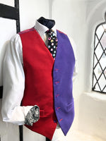 BERRY AND HEATHER MOLESKIN WAISTCOAT WITH PAISLEY PRINT LINING