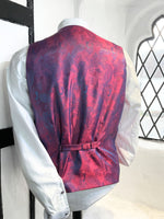 BERRY AND HEATHER MOLESKIN WAISTCOAT WITH PAISLEY PRINT LINING