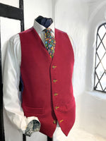 MAROON MOLESKIN WAISTCOAT WITH PAISLEY PRINT LINING