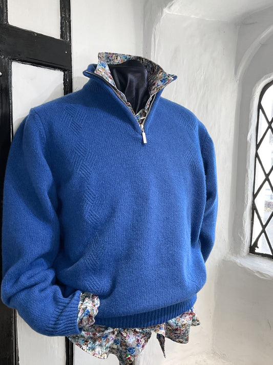 MASSOTI ROYAL BLUE HALF ZIP JUMPER