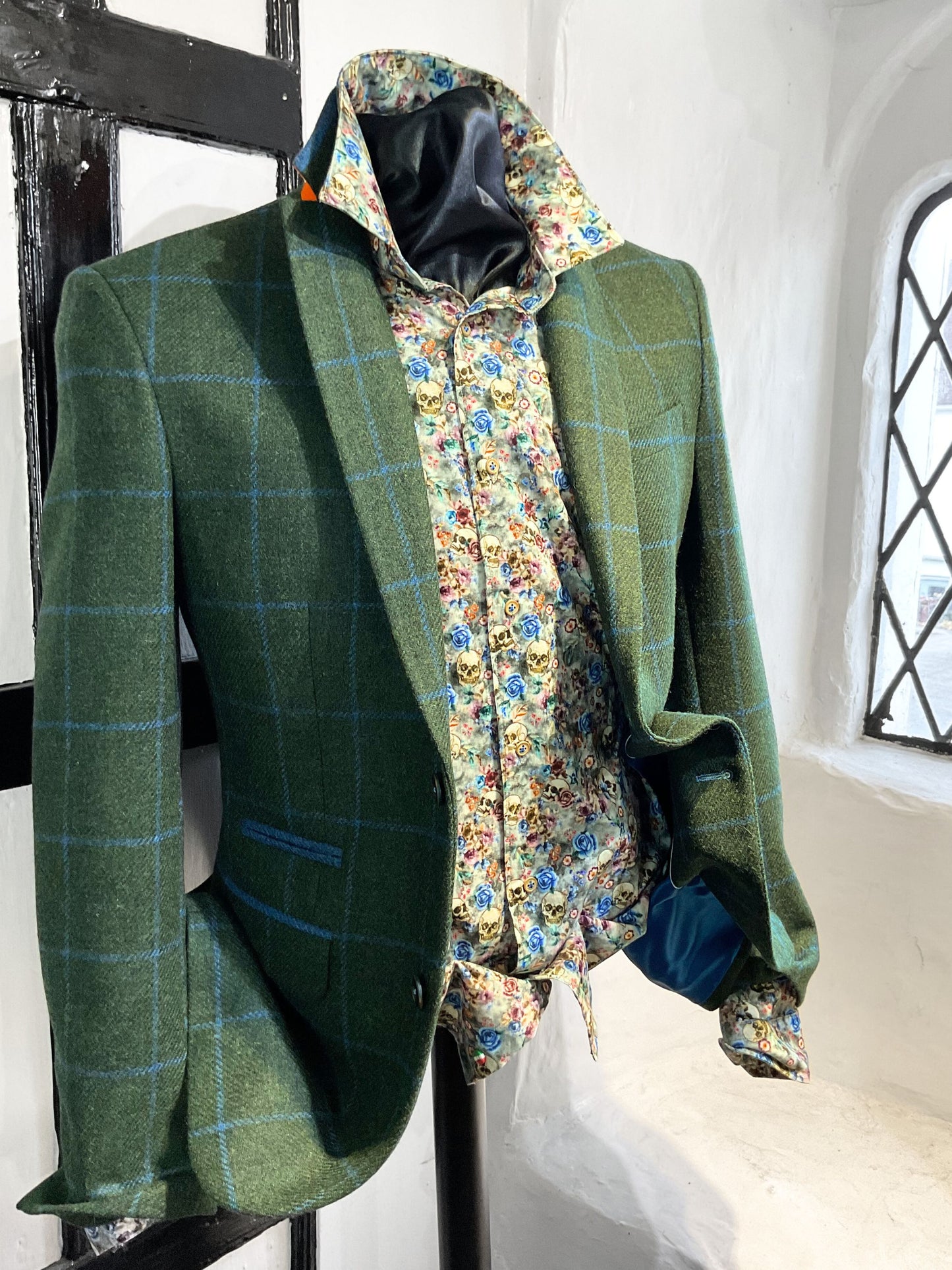 JAMEY GREEN WITH BLUE OVERCHECK WOOL SPORTS JACKET