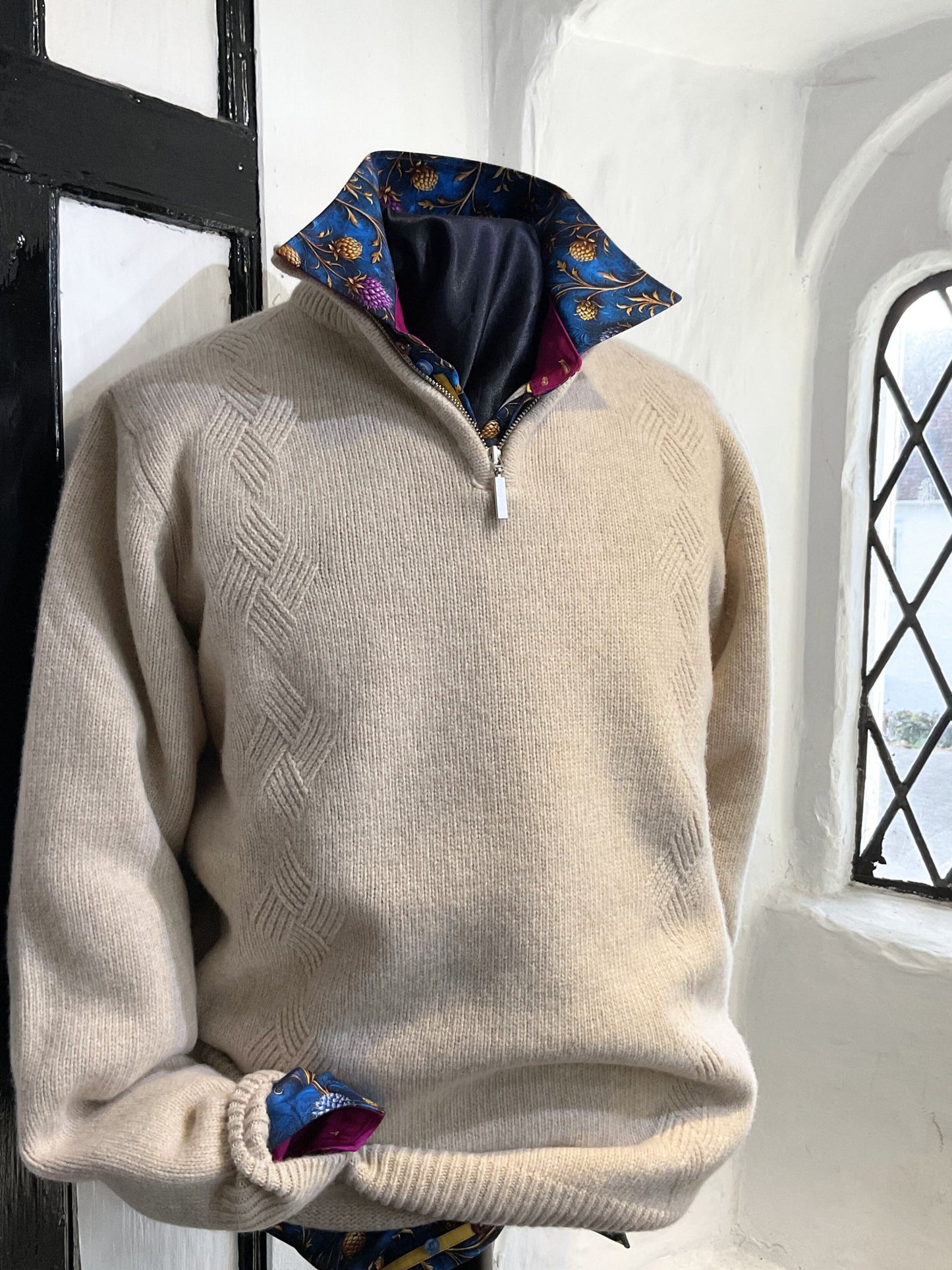 MASSOTI BEIGE HALF ZIP JUMPER