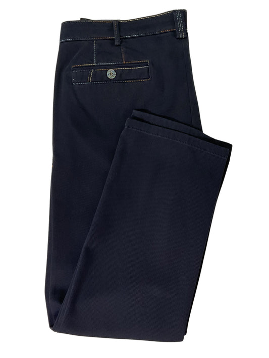 NEW YORK DARK BLUE CHINOS WITH MULTI COLOURED STITCHING
