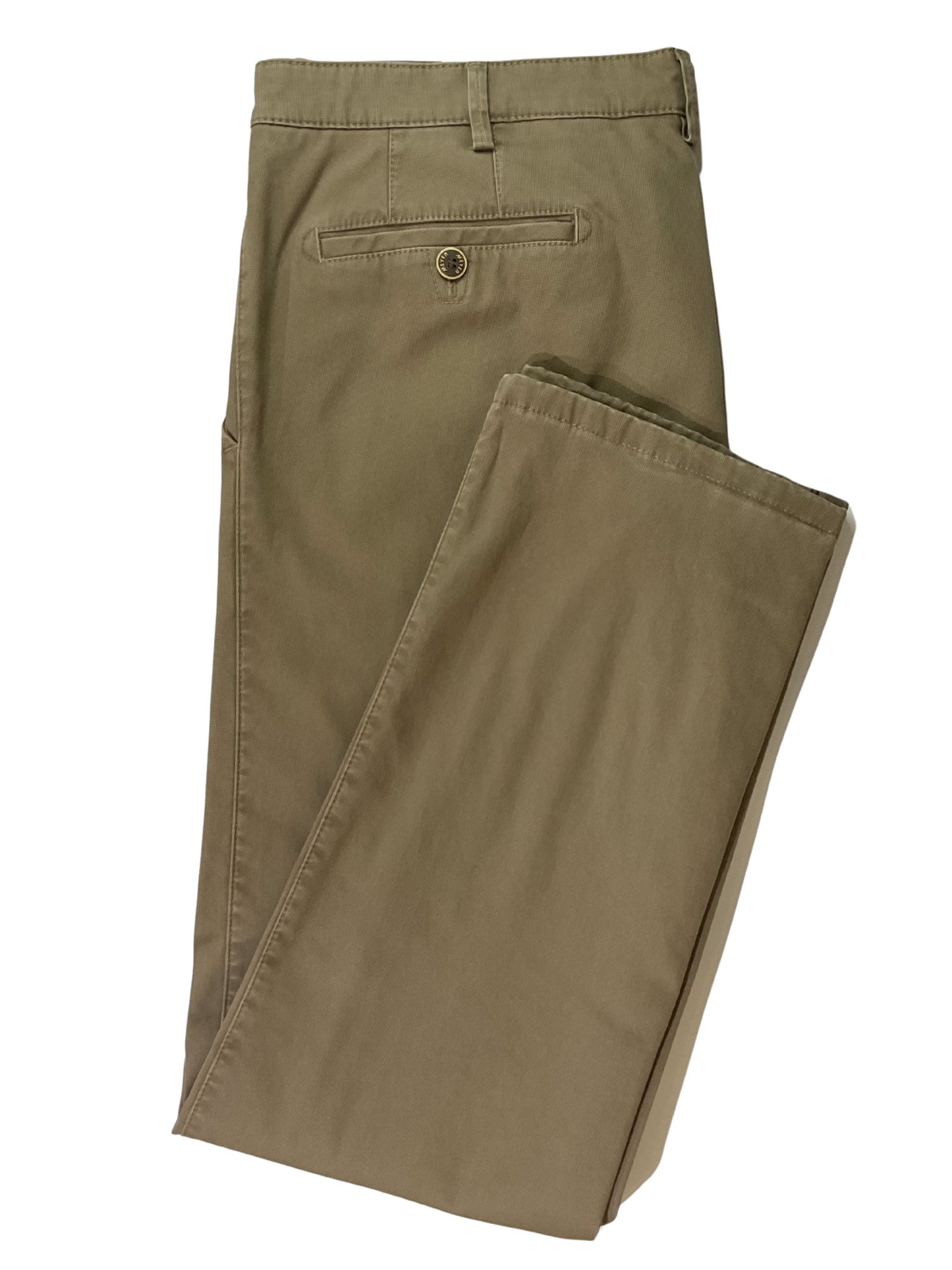 ROMA PLAIN MID BROWN COTTON TROUSERS