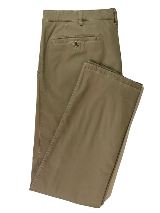 ROMA PLAIN MID BROWN COTTON TROUSERS