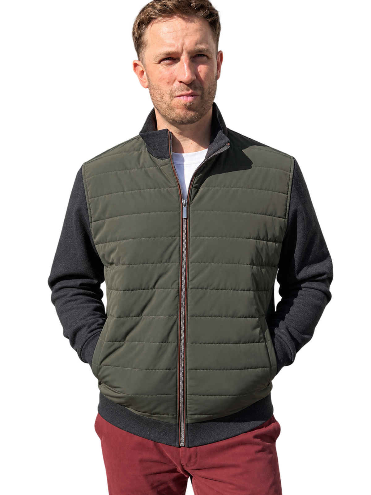 BUGATTI GREY AND GREEN ZIP THROUGH JACKET
